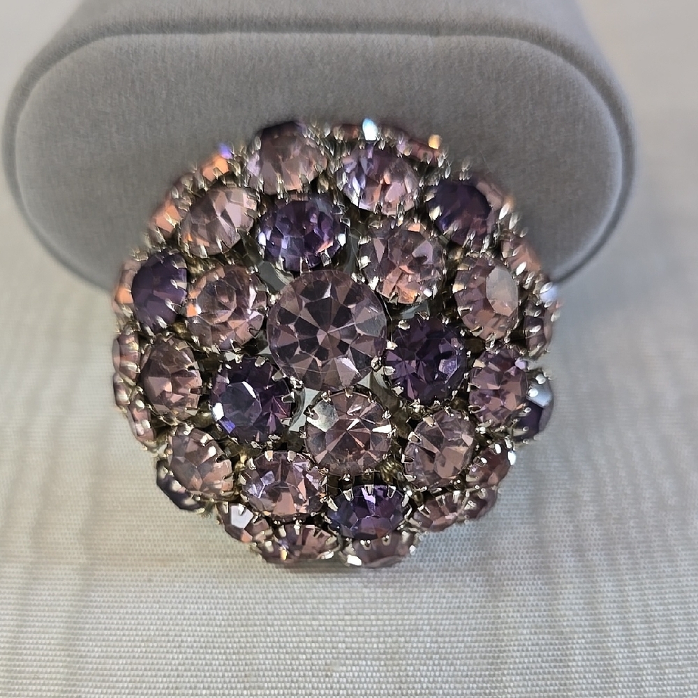Vintage Warner Dome Rhinestone Brooch pin